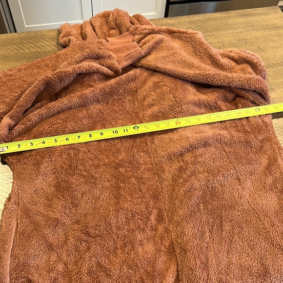 Forgotten Grace Sherpa Cardigan Jacket hoodie medium muted coral color - Picture 4 of 7